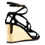 Rebecca black velvet wedges