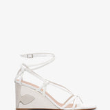 Rebecca white leather wedges