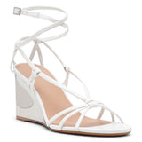 Rebecca white leather wedges