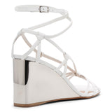 Rebecca white leather wedges