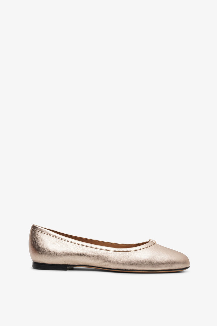 Marcie rose gold leather ballerinas