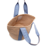 Woody light blue raffia tote bag