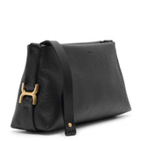 Marcie black leather clutch