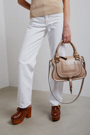 Marcie deep beige leather tote bag