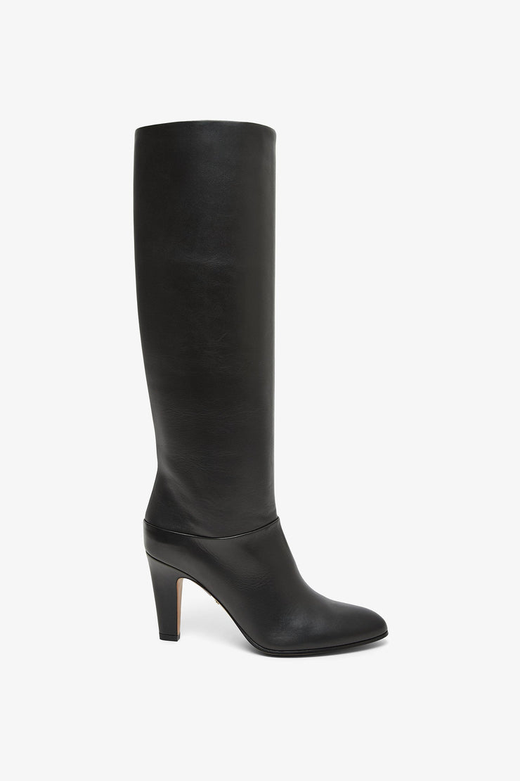 Eve black leather high boots