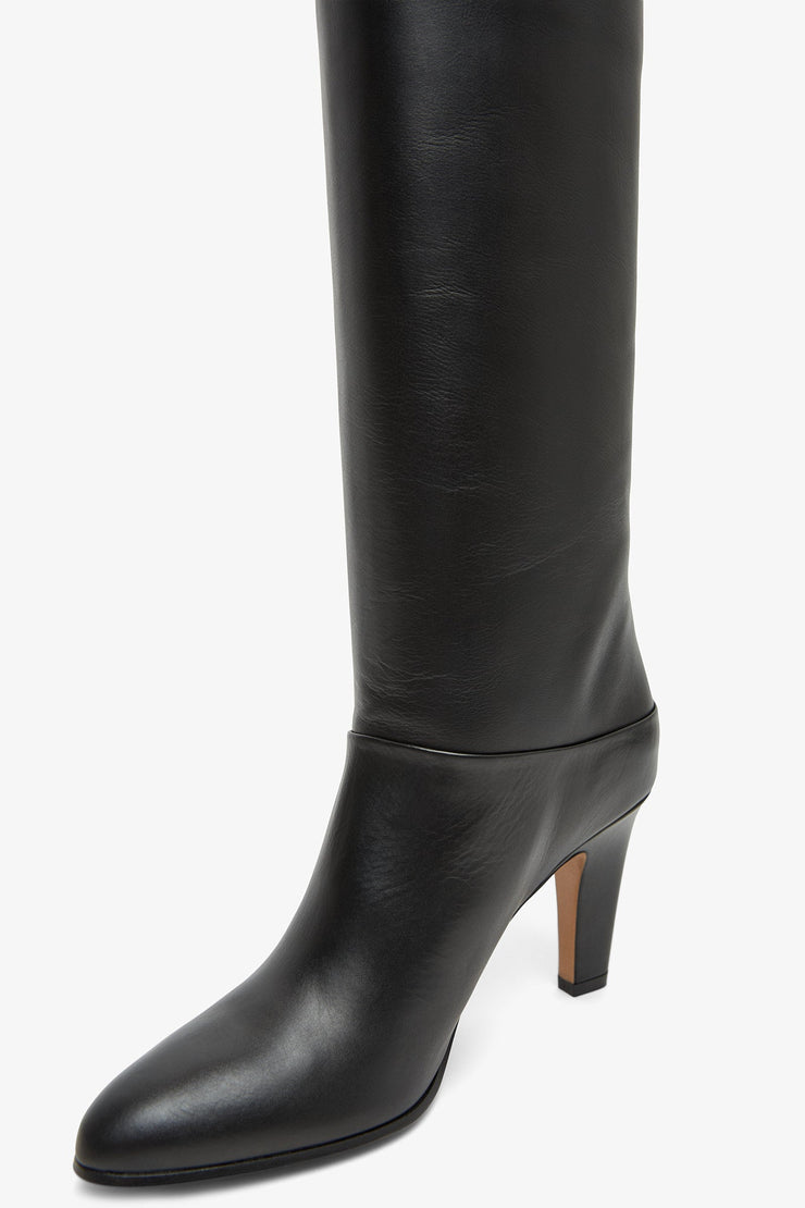 Eve black leather high boots