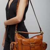 Shiny brown camera bag