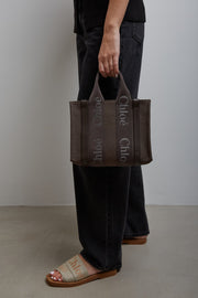 Woody brown small tote bag