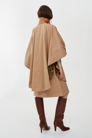 Knee-length cape in organic cotton gabardine