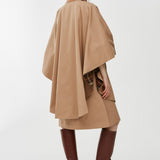Knee-length cape in organic cotton gabardine