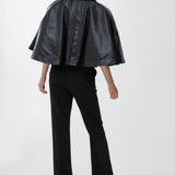 High-waisted pants in wool gabardine