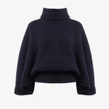 Short dark blue turtleneck cape