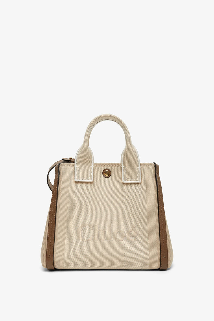 Carry small beige tote bag