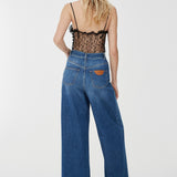 High-rise wide leg jeans