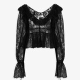 V-neck lace cropped top
