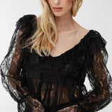 V-neck lace cropped top