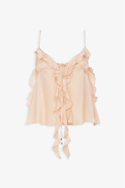 Ruffled silk charmeuse camisole top