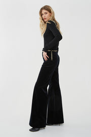 Flared tailored velvet trousers