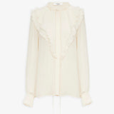 Ruffled silk georgette blouse