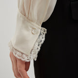 Ruffled silk georgette blouse