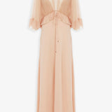 V-neck crepe satin long dress
