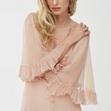 V-neck crepe satin long dress