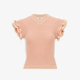 Short-sleeve wool knit top