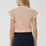 Short-sleeve wool knit top