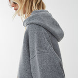 Oversized wool cashmere zip hoodie