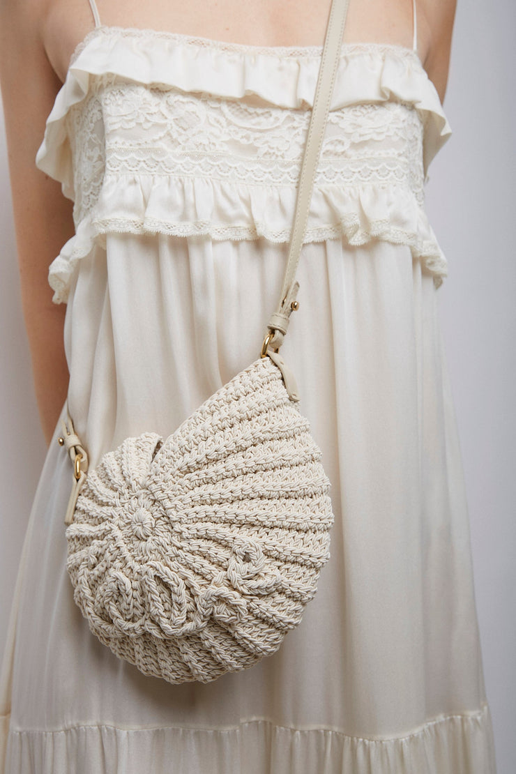 Sea Treasures ivory crochet cross body bag