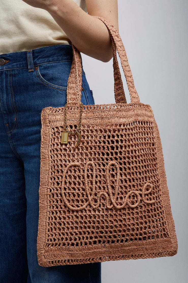 Summer banana beige raffia tote bag