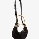 Bracelet black mini suede hobo bag