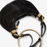 Bracelet black mini suede hobo bag