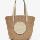 Horse medal ivory raffia basket bag