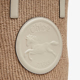 Horse medal ivory raffia basket bag