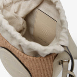 Horse medal ivory raffia bucket bag