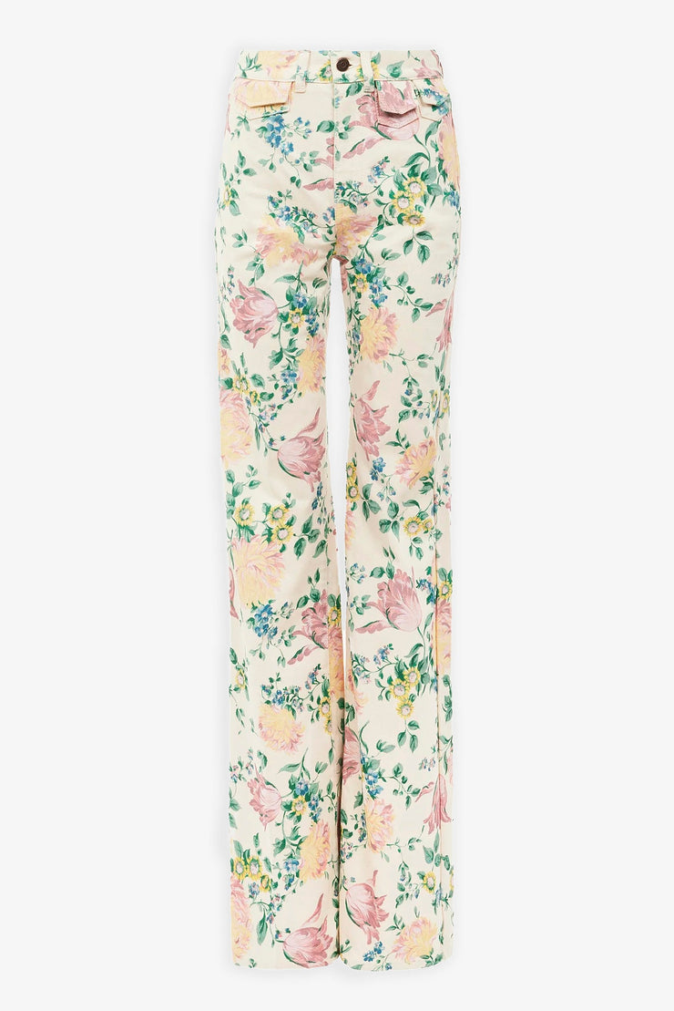 Flower jeans with flared legs