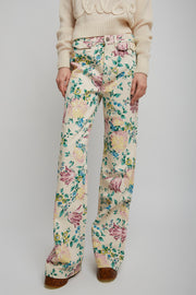 Flower jeans with flared legs