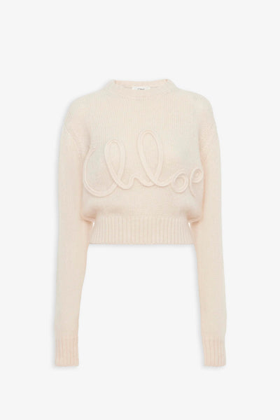 Embroidered alpaca silk knit sweater