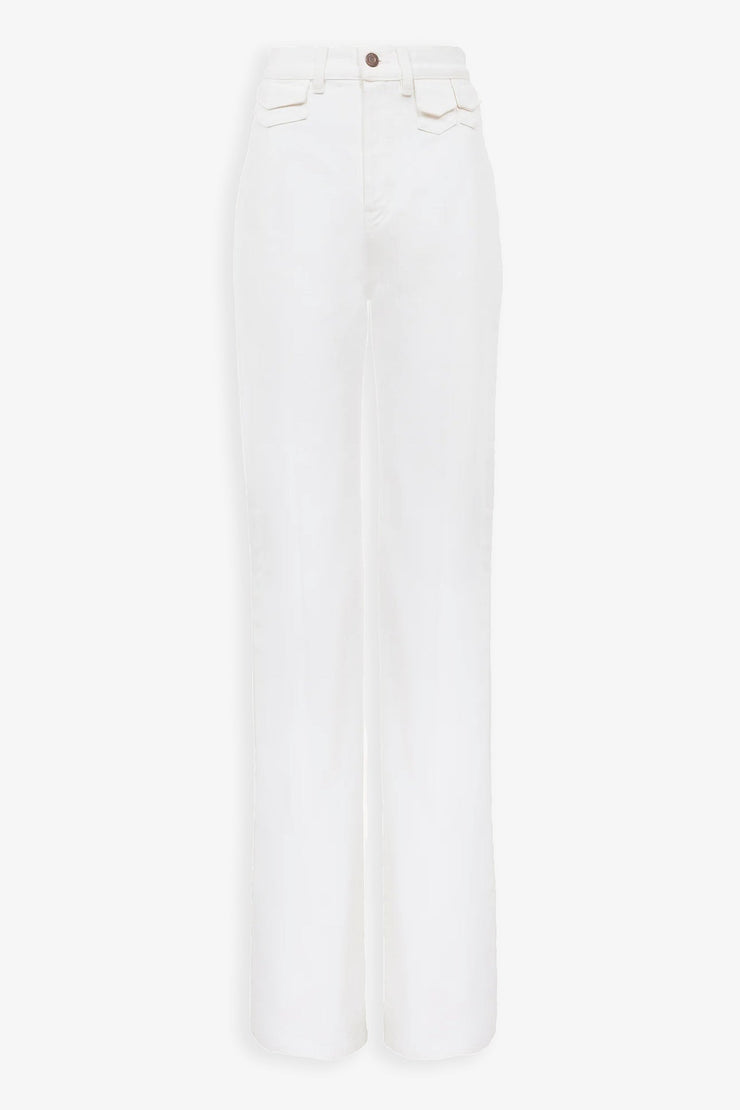 High-rise white denim flare jeans