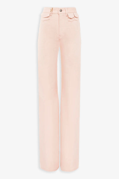 High-rise pink denim flare jeans