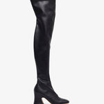 Black knee-high boot on a white background