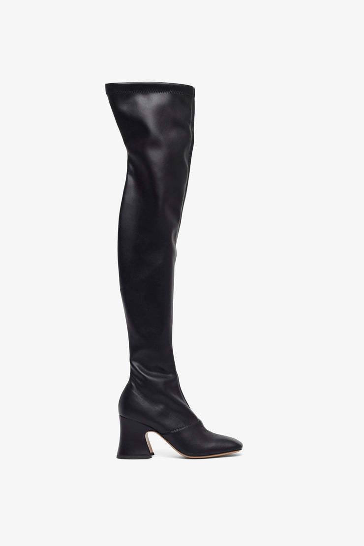 Janis black leatherover knee boots