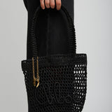Small summer banana black tote bag