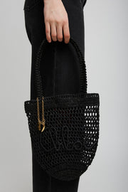 Summer banana small black tote bag