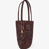 Small summer banana dark brown tote bag