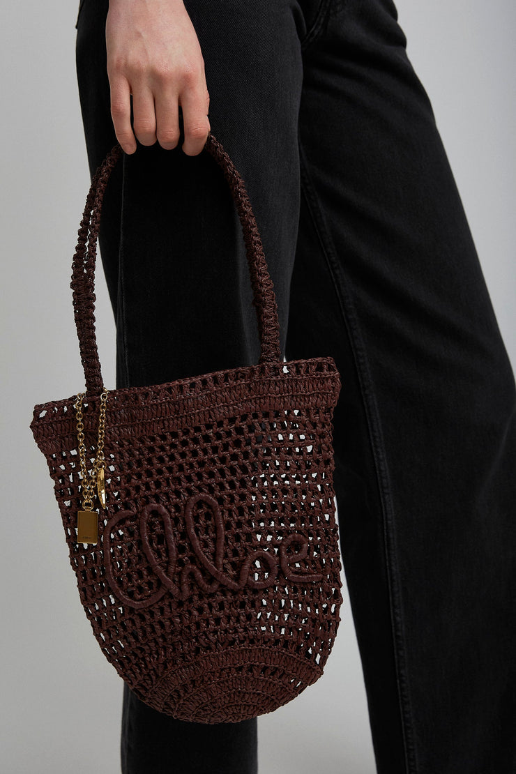 Summer banana small brown tote bag