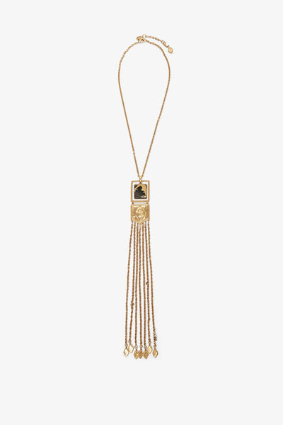 Gold and black pendant necklace