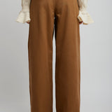 High rise cotton canvas pants