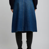Knee length denim skirt
